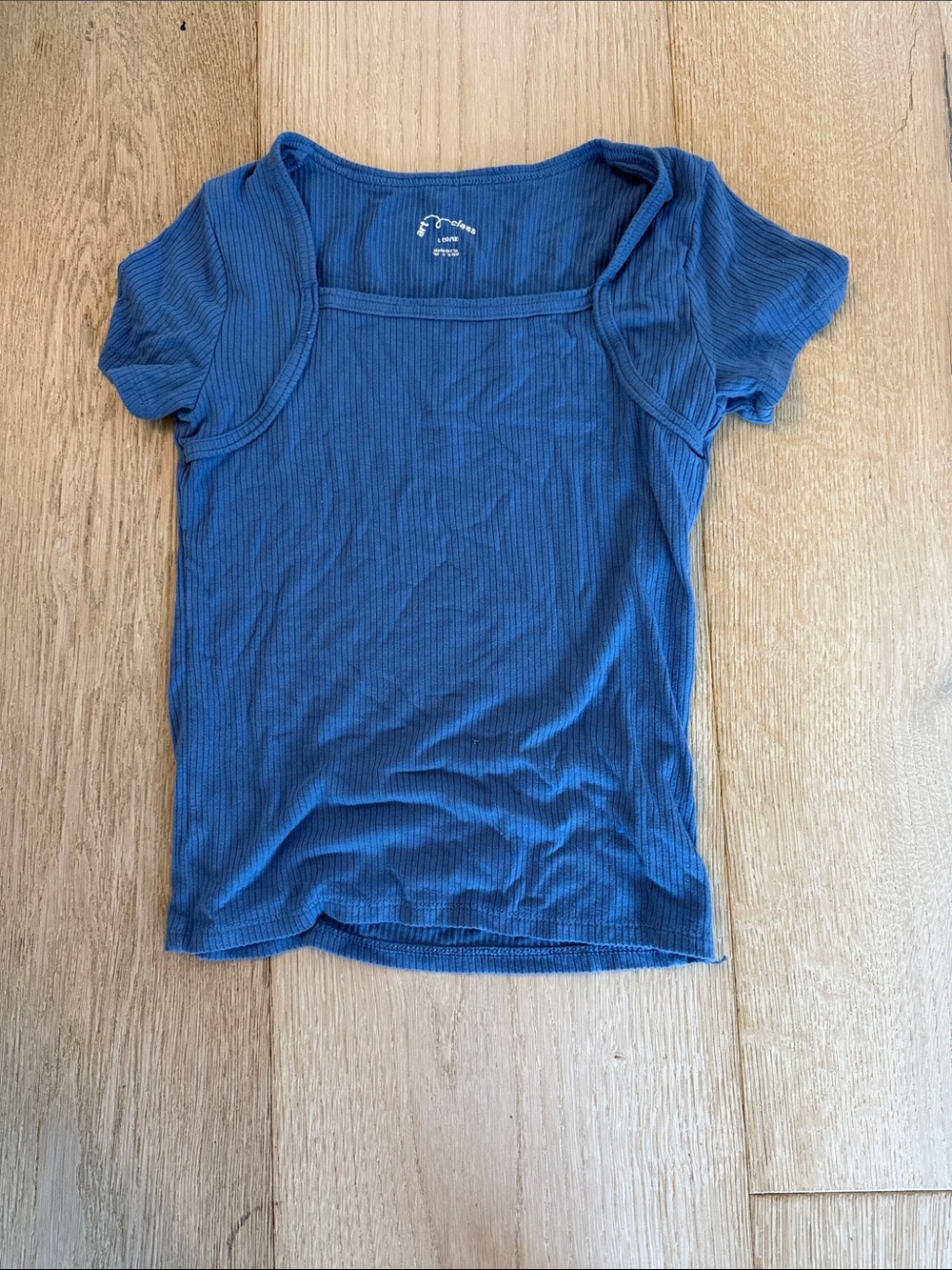 Target Blue Ribbed Square-Neck Short Sleeve Tee